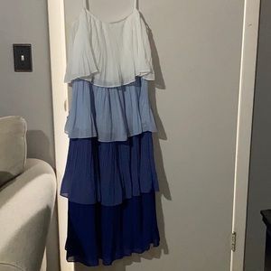 Tiered, off the shoulder midi dress